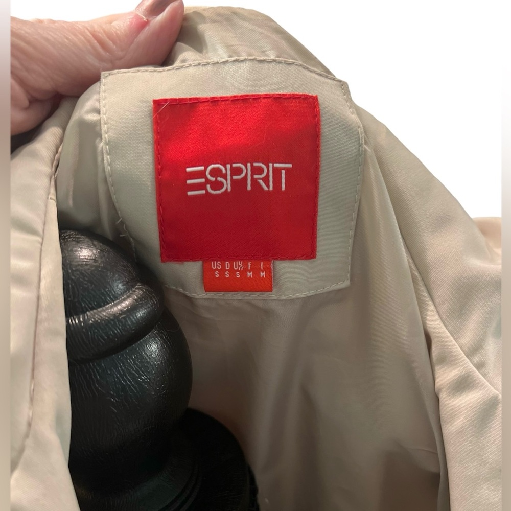 Espirit Classic Double-Breasted Rain Jacket Sand … - image 8